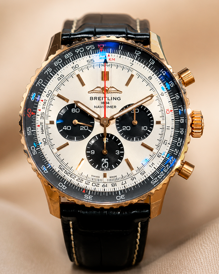 2026 Breitling Navitimer 1 B01 Chronograph 46MM Silver Dial Leather Strap (RB0137)
