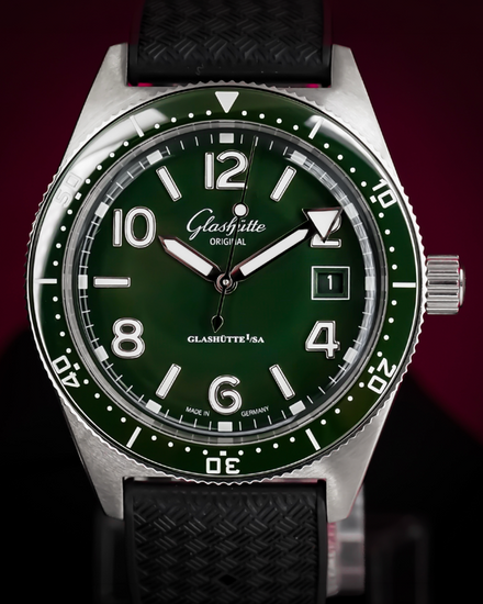 2026 Glashütte Original SeaQ 43.2MM Green Dial Rubber Strap (1-39-11-13-83-33)