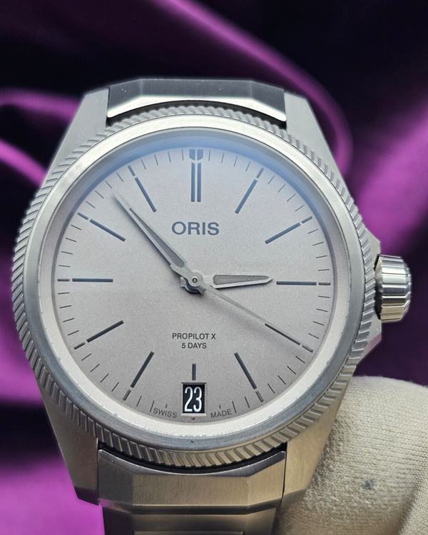 Oris ProPilot X Calibre 400 39MM Grey Dial Titanium Bracelet (01 400 7778 7153)