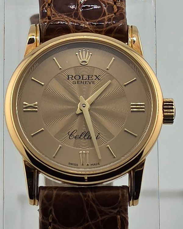 No Reserve - Rolex Cellini 25MM Quartz Champagne Dial Leather Strap (6111)
