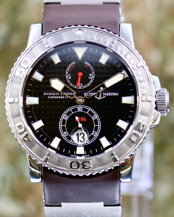 No Reserve - Ulysse Nardin Marine Diver 42.7MM Aftermarket Black Dial Rubber Strap (263-33)
