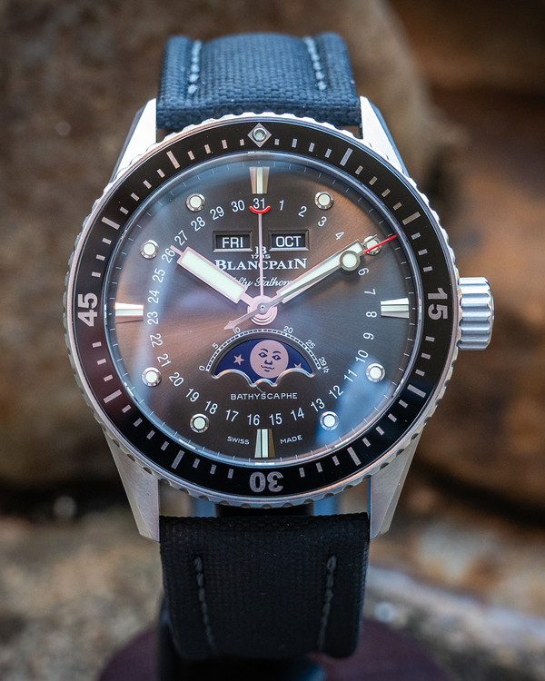 2023 Blancpain Fifty Fathoms Bathyscaphe Quantième Complet Phases de Lune 43MM Grey Dial Textile Strap (5054-1110-B52A)