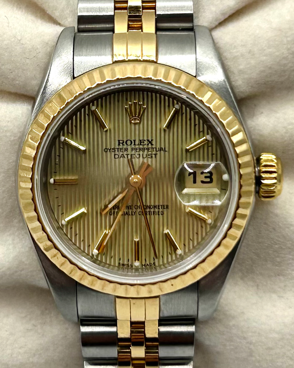 2002 Rolex Lady-Datejust 26MM Champagne "Tapestry" Dial Two-Tone Jubilee Bracelet (79173)