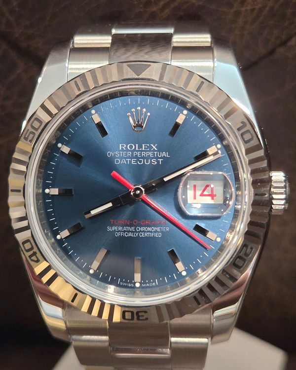 2010 Rolex Datejust Turn-O-Graph 36MM Blue Dial Oyster Bracelet (116264)