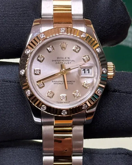 2011 Rolex Lady-Datejust 26MM Silver Dial Two-Tone Oyster Bracelet (179313)