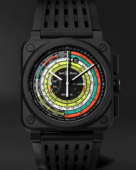 Bell & Ross BR 03 - 94 Multimeter Chronograph L.E. 42MM Black "Multiscale" Dial Rubber Strap (BR0394-SW-CE/SRB)