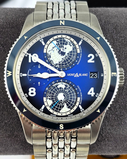 No Reserve - 2023 Montblanc 1858 Geosphere 42MM Blue Dial Titanium Bracelet (125567)