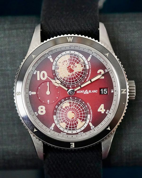 No Reserve - 2022 Montblanc 1858 42MM Red Dial Textile Strap (MB129177)