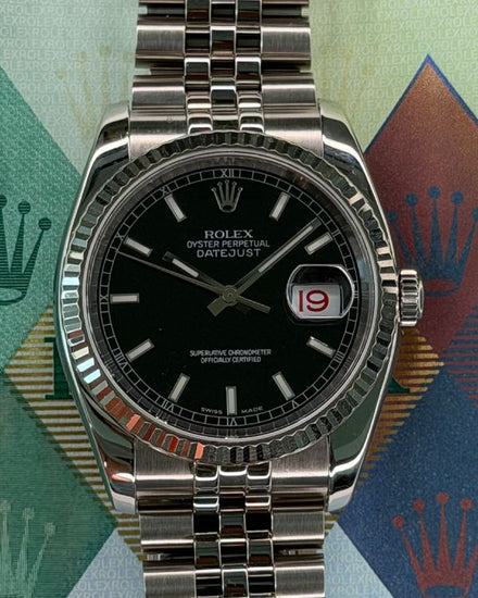 2006 Rolex Datejust 36MM Black Dial Super Jubilee Bracelet (116234)