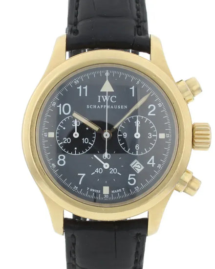 IWC Schaffhausen Pilot Fliegeruhr 36MM Quartz Black Dial Aftermarket Leather Strap (IW3740)