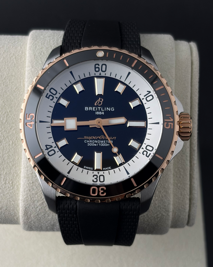 No Reserve - 2024 Breitling Superocean 42MM Black Dial Rubber Strap (U17375)