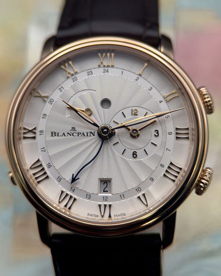 2022 Blancpain Villeret Réveil GMT 40MM Silver Dial Leather Strap (6640-3642-55B)