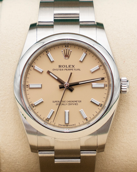 2026 Rolex Oyster Perpetual 34MM Beige Dial Oyster Bracelet (124200)