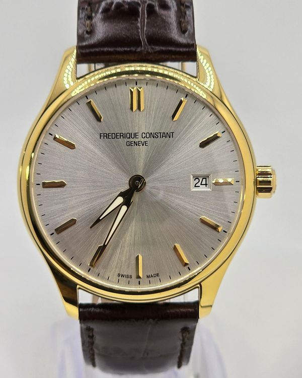 No Reserve - Frederique Constant Classics Quartz Silver Dial Leather Strap (FC-220SS5B3)