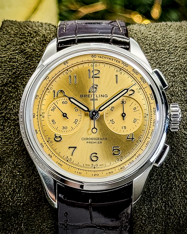 2024 Breitling Premier B09 Chronograph 40MM Champagne Arabic Dial Leather Strap (AB0930)