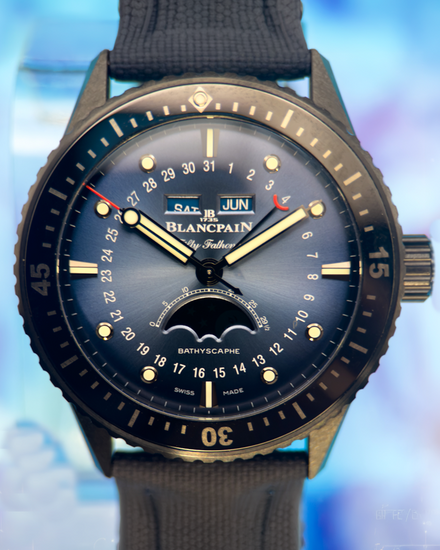 2024 Blancpain Fifty Fathoms Bathyscaphe Quantième Complet Phases de Lune 43.6MM Blue Dial Textile Strap (5054 0140 O52A)