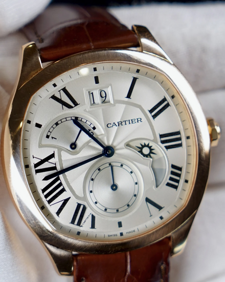 No Reserve - 2019 Cartier Drive De Cartier Retrograde Rose Gold 41MM Silver Dial Leather Strap (WGNM0005)