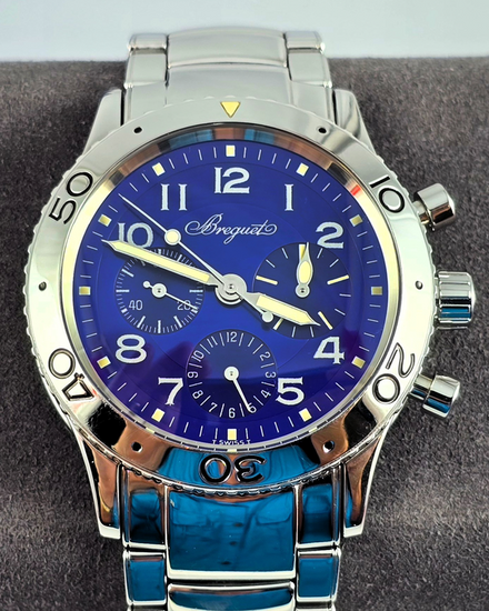 No Reserve - Breguet Type XX Aéronavale Limited Edition 39MM Blue Dial Steel Bracelet (3807ST/J2/SW9)