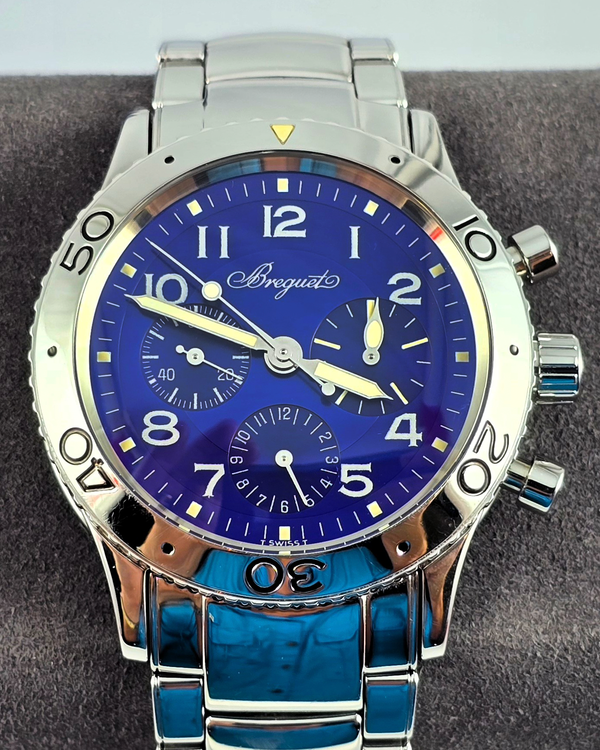 No Reserve - Breguet Type XX Aéronavale Limited Edition 39MM Blue Dial Steel Bracelet (3807ST/J2/SW9)