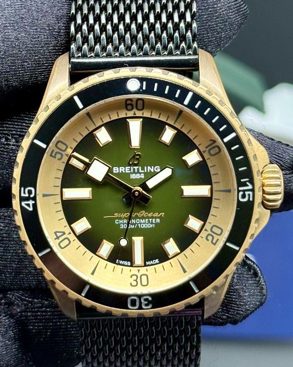 2025 Breitling Superocean 44MM Green Dial Aftermarket Textile Strap (N17375201L1S1)