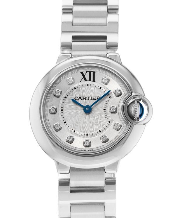 2016 Cartier Ballon Bleu 28MM Silver Diamond Dial Steel Bracelet (WE902073 3009)