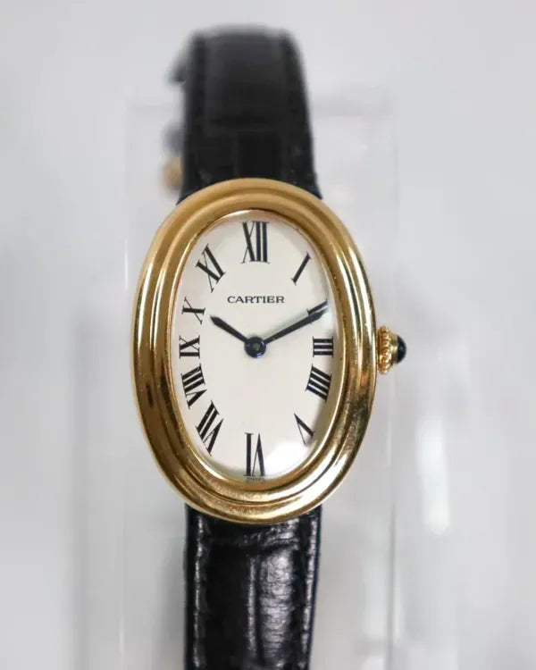 1980 Cartier Baignoire 22MM White Dial Leather Strap (78094)