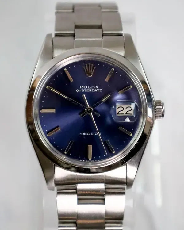 1975 Rolex Oyster Perpetual Date 34MM Blue Dial Oyster Bracelet (6694)