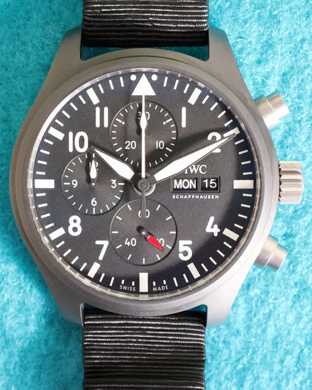 2023 IWC Schaffhausen Pilot Chronograph "Top Gun" 44.5MM Black Dial Textile Strap (IW389101)