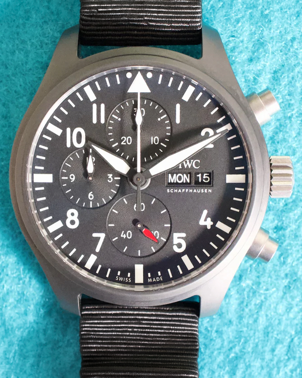 2023 IWC Schaffhausen Pilot Chronograph "Top Gun" 44.5MM Black Dial Textile Strap (IW389101)