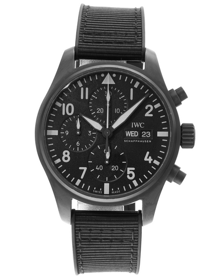2022 IWC Schaffhausen Pilot Chronograph Top Gun 41MM Black Dial Textile Strap (IW388106)