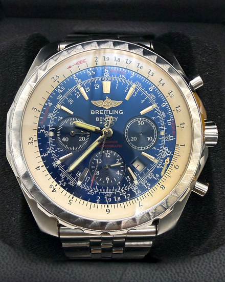No Reserve - Breitling Bentley Motors 48MM Blue Dial Steel Bracelet (A25363)