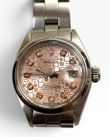 1980 Rolex Lady-Datejust 26MM Pink Sundust "Jubilee" Dial Oyster Bracelet (6916)
