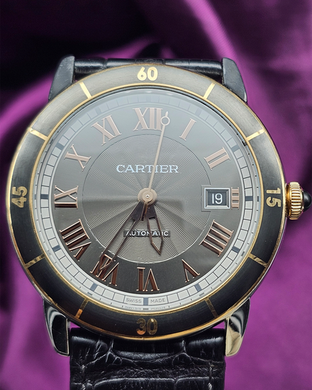 Cartier Ronde Croisière de Cartier 42MM Grey Dial Leather Strap (W2RN0005)