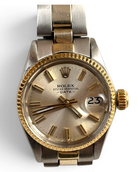 Rolex Oyster Perpetual Date 26MM Champagne Dial Two-Tone Oyster Bracelet (6519)