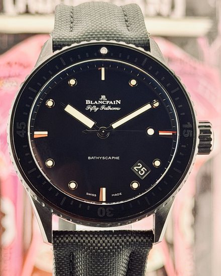 2024 Blancpain Fifty Fathoms Bathyscaphe 43MM Black Dial Textile Strap (5000-0130-B52A)