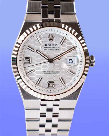 2026 Rolex Land-Dweller 40MM White "Honeycomb" Dial Flat Jubilee Bracelet (127334)