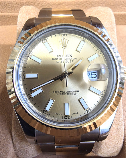 Rolex Datejust II 41MM Champagne Dial Two-Tone Oyster Bracelet (116333)