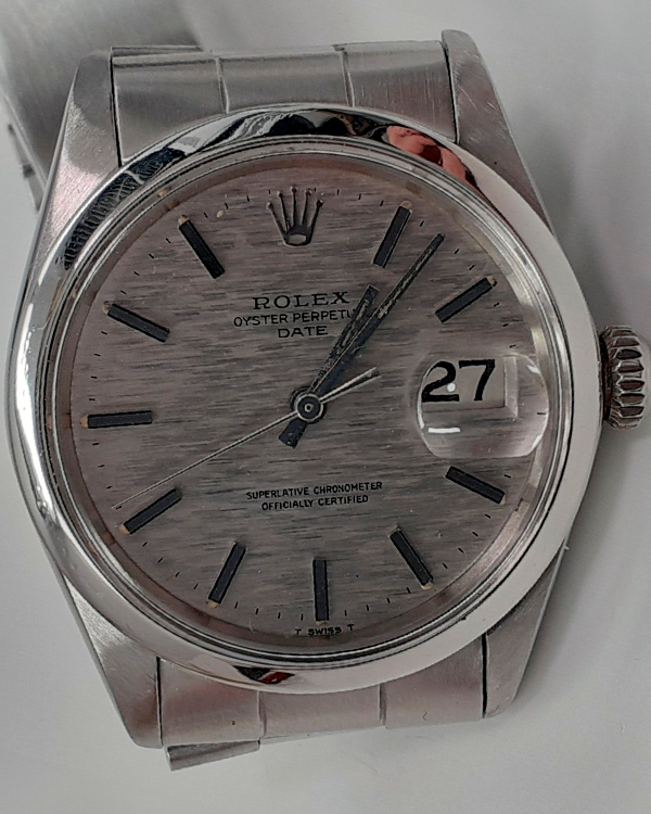 Rolex Oyster Perpetual Date 34MM Silver Mosaic Dial Steel Bracelet (1500)