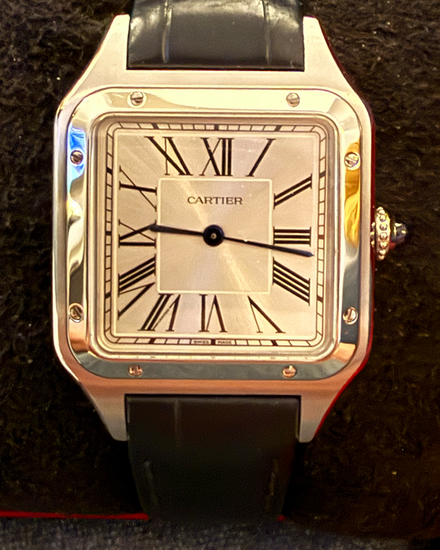 2025 Cartier Santos Dumont 43.5MM Quartz Silver Dial Leather Strap (WSSA0085)
