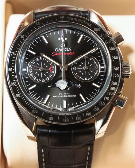 Omega Speedmaster Moonphase 44.25MM Black Dial Leather Strap (304.33.44.52.01.001)
