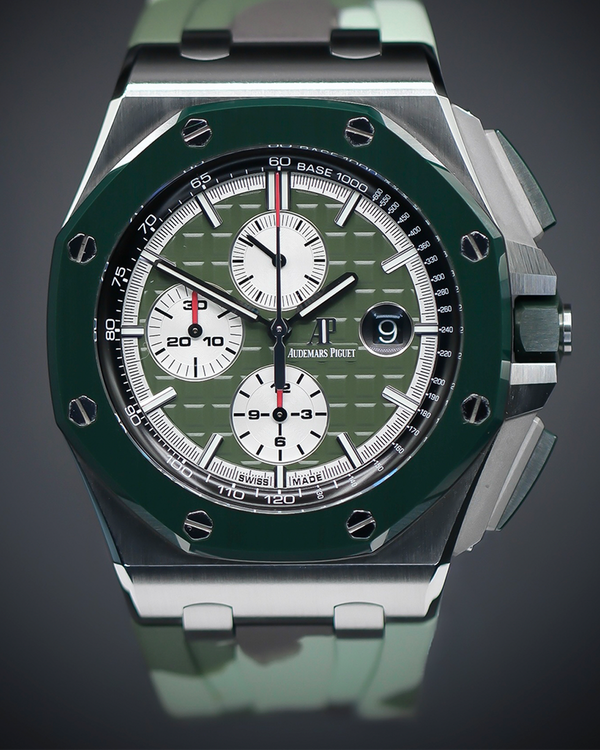 2022 Audemars Piguet Royal Oak Offshore "Camouflage Green" 43MM Green Dial Rubber Strap (26400SO.OO.A055CA.01)