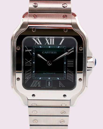 Cartier Santos De Cartier Large 39.8MM Green Dial Steel Bracelet (WSSA0062)
