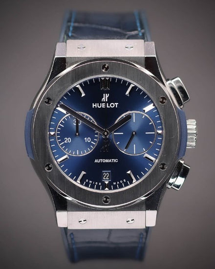 Hublot Classic Fusion Chronograph 45MM Blue Dial Leather Strap (521.NX.7170.LR)