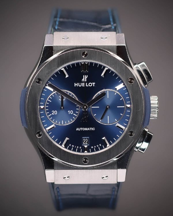 Hublot Classic Fusion Chronograph 45MM Blue Dial Leather Strap (521.NX.7170.LR)
