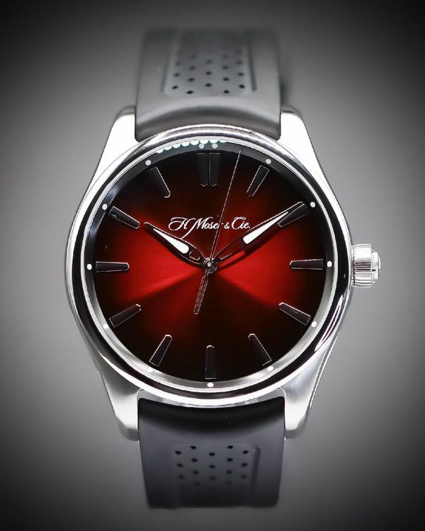 2024 H. Moser & Cie Pioneer Centre Seconds 42.8MM Red Dial Rubber Strap (3200-1207)