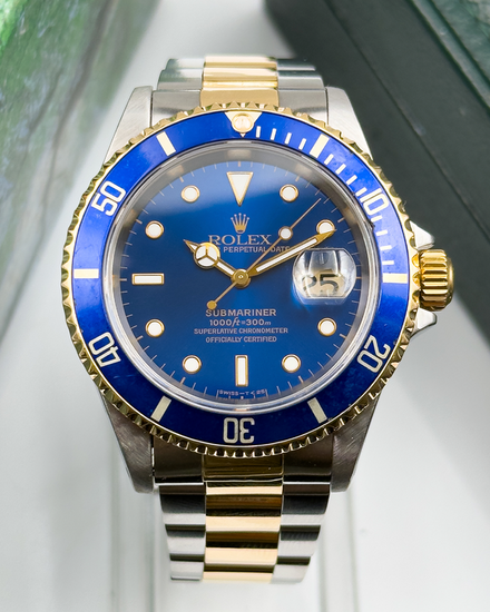 1995 Rolex Submariner Date "Bluesy" 40MM Blue Dial Two-Tone Oyster Bracelet (16613)