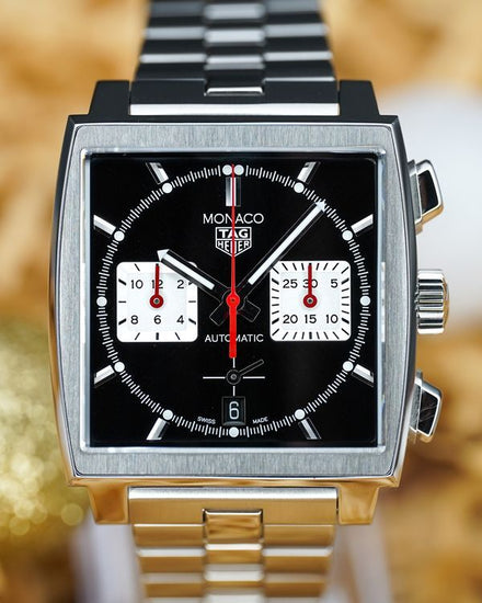 No Reserve - 2023 Tag Heuer Monaco 39MM Black Dial Steel Bracelet (CBL2113.BA0644)