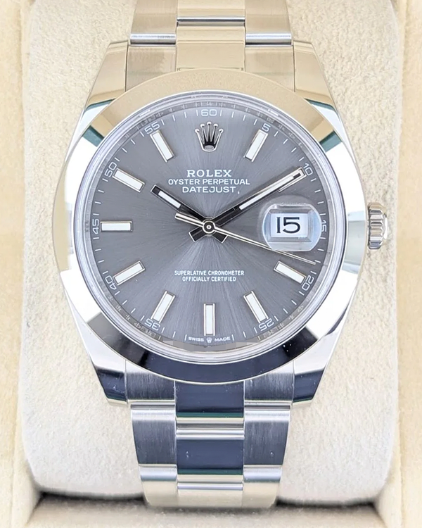 2023 Rolex Datejust 41MM Rhodium Dial Oyster Bracelet (126300)