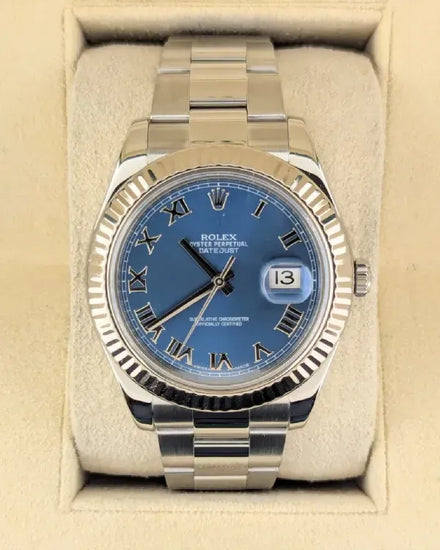 2016 Rolex Datejust II 41MM Blue "Azzurro" Dial Oyster Bracelet (116334)