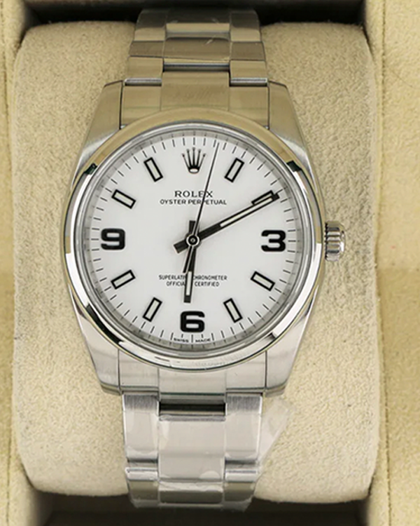 2014 Rolex Oyster Perpetual 34MM White Arabic Dial Oyster Bracelet (114200)